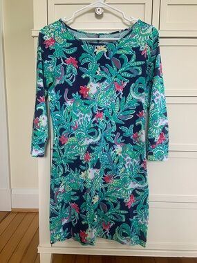Lilly Pulitzer Navy, Teal & Pink Tropical Print Top